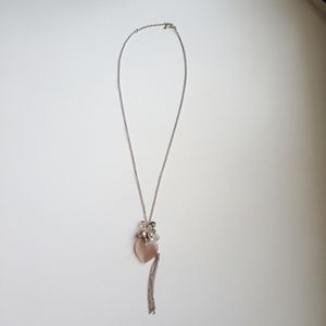 Beautiful Rose heart tassle charm necklace